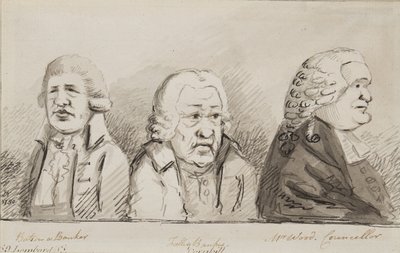Batson, a Banker, Tulley, Banker, Mr Wood, Councillor, 69 Lombard Street, Cornhill, 1790 (kağıt üzerinde kalem, fırça ve mürekkep) by John Nixon