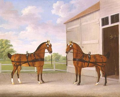 Ahırda Bir Çift Körfez Arabası Atı by John Nott Sartorius