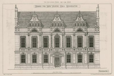 New Vestry Hall için Tasarım, Kensington, Londra by John Oldrid Scott