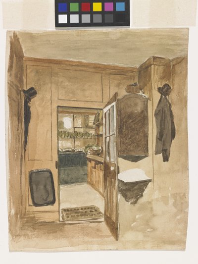Adams' Lodgings, Londra (kirli beyaz kağıt üzerine kalem üzerine suluboya) by John Otis Adams