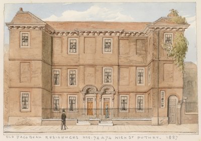 Eski Jakoben konutları, Nos 72 ve 74, High Street, Putney, Londra, 1887 by John Phillipp Emslie