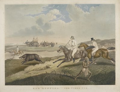 Domuz Avı: Yorgun Domuz, S.W. Fores (1785-1825) c.1840 (el boyaması aquatint) by John Platt