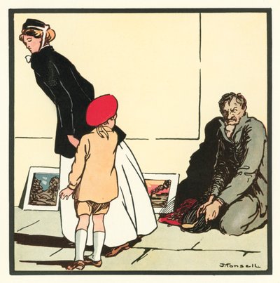 Kensington Rhymes: The Pavement Artist (renkli lito) by John Robert (after) Monsell