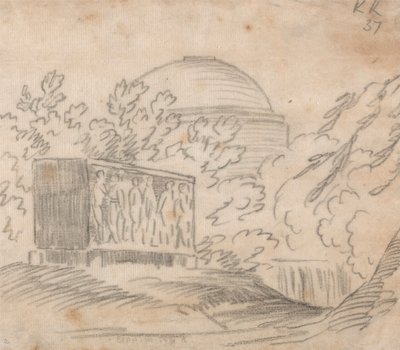 Kubbeli Bir Yapının Arkasındaki Lahit by John Robert Cozens