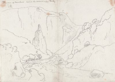 Dik Kaya'nın arkasında Vaucluse Çeşmesi by John Robert Cozens