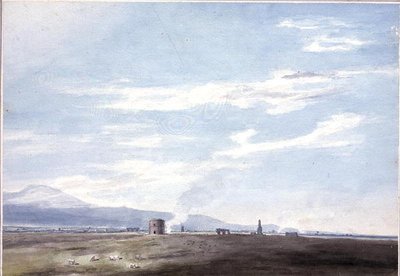 Roma yakınlarındaki Campagna'daki Mezar Kalıntıları, yaklaşık 1783 (kağıt üzerine kurşun kalem üzerine suluboya) by John Robert Cozens