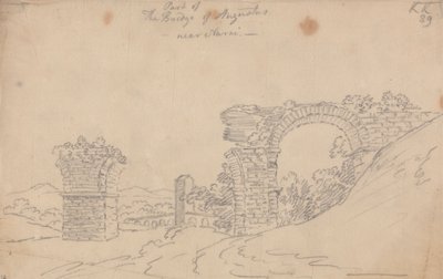 Narni yakınlarındaki Augustus Köprüsü by John Robert Cozens