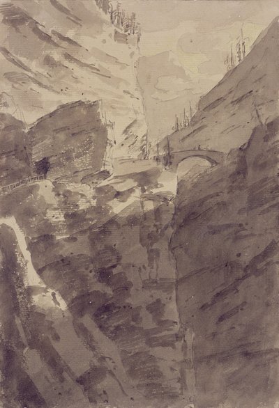Via Mala in the Grisons (kalem ve mürekkep ve kağıt üzerinde yıkayın) by John Robert Cozens