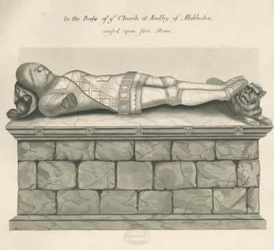 Audley Anıtları - "Audley Knight": kalem ve yıkama çizimi, ve [?19.yüzyıl] by John Robert Fernyhough