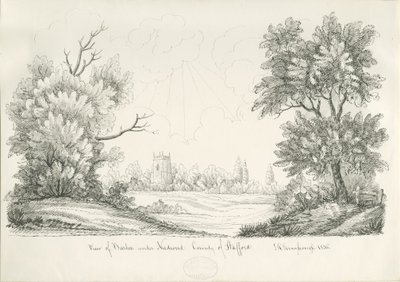 Barton, Needwood Köyü altında: kalem ve mürekkeple çizim, 1836 by John Robert Fernyhough