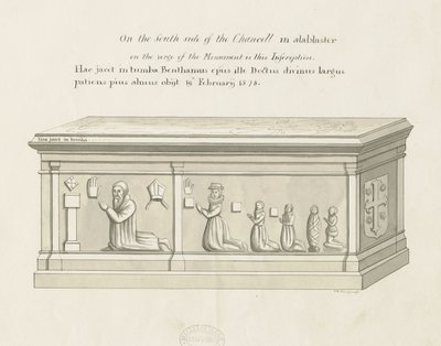 Eccleshall Kilisesi - Piskopos Bentham'ın Mezarı: kalem ve yıkama çizimi, ve [19.yüzyıl] (çizim) by John Robert Fernyhough