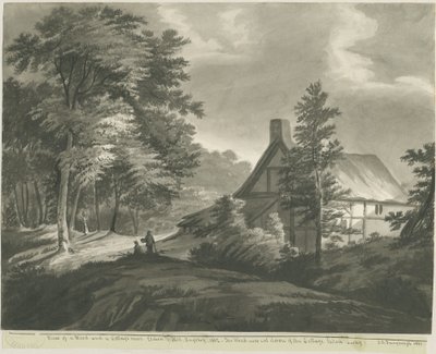 Rugeley - Etchinghill yakınlarındaki Kulübe: koyu sepya yıkama çizimi, 1835 by John Robert Fernyhough