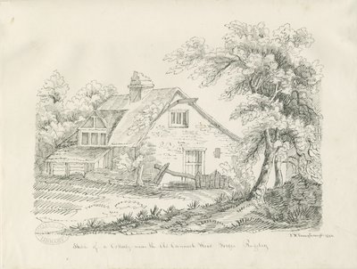 Rugeley - Old Cannock Wood Forges yakınlarındaki yazlık: kalem ve mürekkep çizimi by John Robert Fernyhough