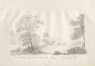 Stafford Kalesi - Newport Yolu yakınında: kalem ve mürekkeple çizim by John Robert Fernyhough