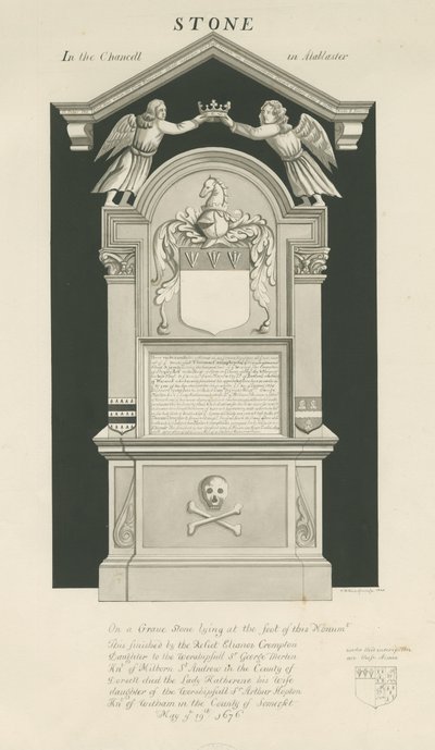 Taş - Thomas Crompton Mezarı: sepya çizimi by John Robert Fernyhough