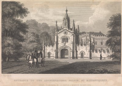 Bishopthorpe'daki Archiepiscopal Sarayı'na giriş (IT Hinton tarafından yayınlandı); sayfa 34 (Birinci Cilt) by John Rogers