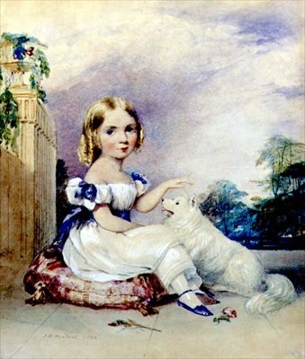Köpekli Küçük Bir Kızın Portresi by John Rogers Herbert