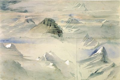 Alp Tepeleri: Jungfrau ve diğerleri, 1846 by John Ruskin