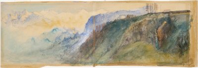 Bernese Oberland (kirli beyaz kağıt üzerine kalem üzerine suluboya) by John Ruskin