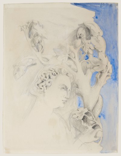 Doge Sarayı'nın Cephesi, Venedik - Adem Başı, 1845 dolayları (kağıt üzerine sulu boya ve kurşun kalem) by John Ruskin