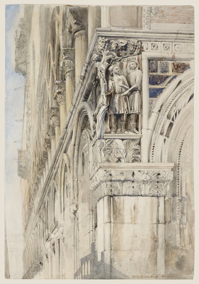 The Doge's Palace'ın Cephesi, Venedik - The Vine Angle, yaklaşık 1870 (kağıt üzerine suluboya, mürekkep ve kurşun kalem) by John Ruskin