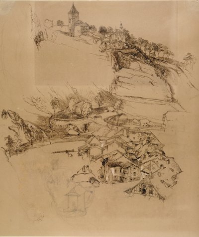 Fribourg, İsviçre: Kalem taslağı, Temmuz veya Ağustos - Eylül 1856 by John Ruskin