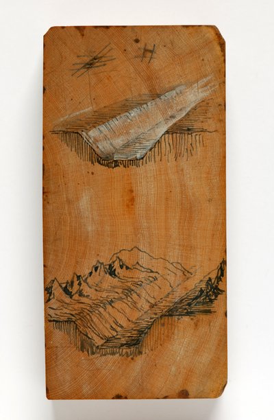 Chamonix Vadisi Siperi ve Siperin Üstündeki Zirveler, yaklaşık 1856 (ahşap üzerine kalem, mürekkep ve sulu boya) by John Ruskin