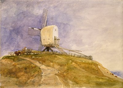 Eye at bir Tepede Bir Yel Değirmeni, Suffolk, 19. yüzyılın başlarında by John Sell Cotman