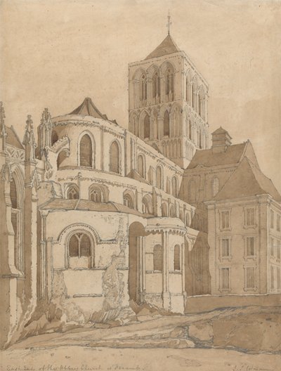 Fecamp, Normandiya'daki Abbey Kilisesi by John Sell Cotman