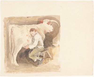 çocuk sağım inek by John Sell Cotman