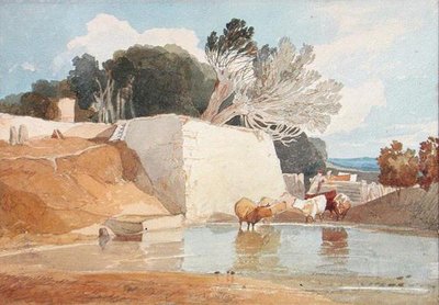 Sığır Sulama (kağıt üzerine sulu boya) by John Sell Cotman