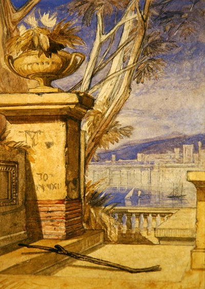 Bir Urn ile Klasik Peyzaj: Bir Frontispiece için Tasarım (kağıt üzerine kalem ve suluboya) by John Sell Cotman