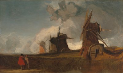 Fens, Croyland, Lincolnshire'daki Drenaj Değirmenleri by John Sell Cotman