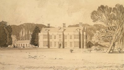 Felbrigg Hall, Norfolk, 1818 (kağıt üzerinde kurşun kalem ve gri yıkama) by John Sell Cotman