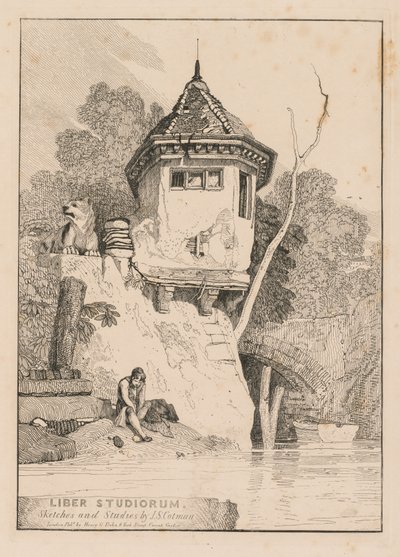 Liber Studiorum, Frontispiece, Yare Nehri Kıyısında Bir Bahçeli Evin Görünümü, 1838. by John Sell Cotman
