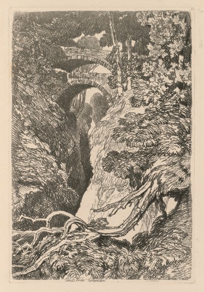 Liber Studiorum: Plaka 10, Şeytan Köprüsü, Cardinganshire by John Sell Cotman