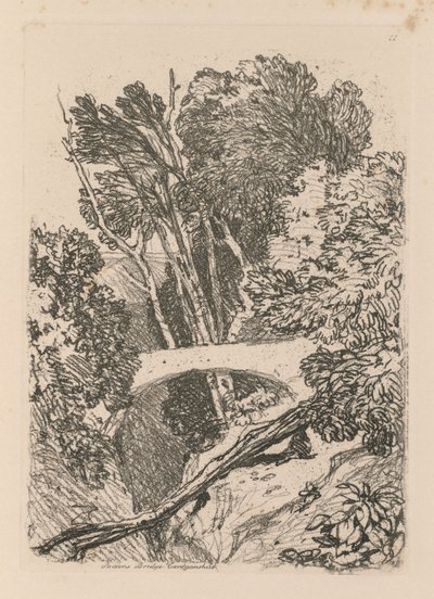 Liber Studiorum: Levha 11: Parson's Bridge, Cardingshire by John Sell Cotman