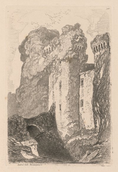 Liber Studiorum: Levha 24, Ragland Kalesi, Monmouthshire by John Sell Cotman