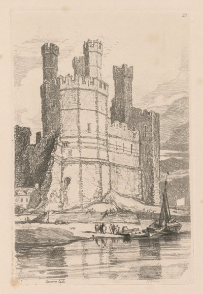 Çalışma Kitabı: Levha 28, Caernarvon Kalesi, K. Galler by John Sell Cotman