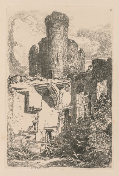Liber Studiorum: Levha 31, Conway Kalesi, K. Galler, 1838. by John Sell Cotman