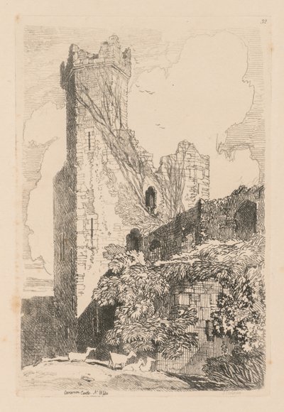 Liber Studiorum: Plaka 32, Caernarvon Kalesi, K. Galler, 1838 by John Sell Cotman
