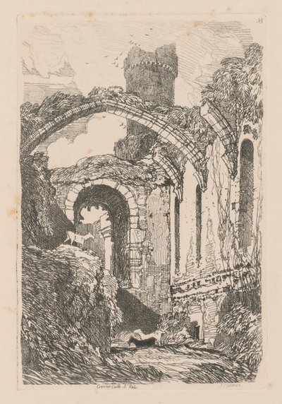 Çalışma Kitabı: Levha 33, Conway Kalesi, K. Galler by John Sell Cotman