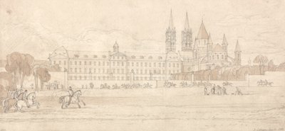 Caen'deki Askeri Okul ve Abbey Kilisesi St Stephen by John Sell Cotman