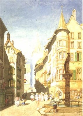 No.0944 Schaffhausen, c.1820-30 (kağıt üzerine suluboya ve kurşun kalem) by John Sell Cotman