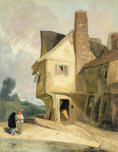 St. Albans'taki Eski Ev, c.1806 (panel üzerine serilen değirmen tahtası üzerine yağ) by John Sell Cotman