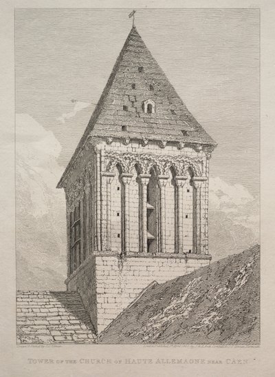Caen yakınlarındaki Haute Allemagne Kilisesi Kulesi by John Sell Cotman