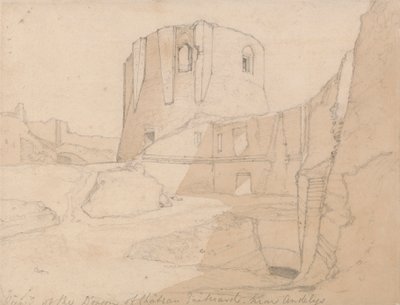 Andelys, Normandiya yakınlarındaki Chateau Gaillard Donjon'unun görünümü by John Sell Cotman
