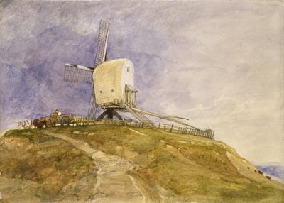 Bir Tepedeki Yel Değirmeni, 19. yüzyıl by John Sell Cotman