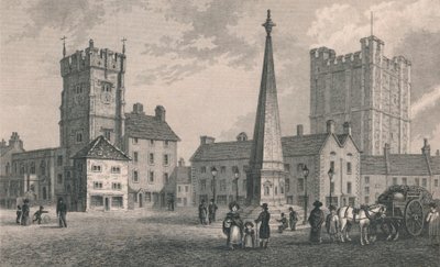 Pazar Yeri Richmond, Trinity Kilisesi ve Richmond Kalesi Kalesi, 1831 by John Shury