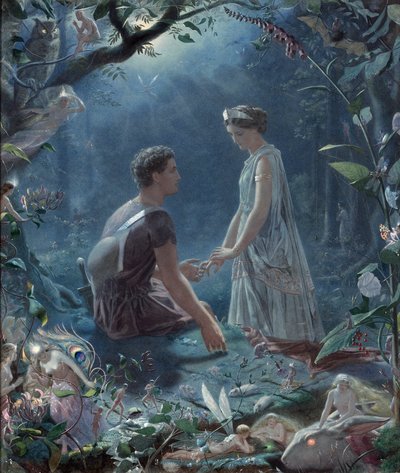 Bir Yaz Gecesi Rüyası, Lysander ve Hermia - Hermia ve Lysander, Bir Yaz Gecesi Rüyası - John Simmons (1823-1876) by John Simmons